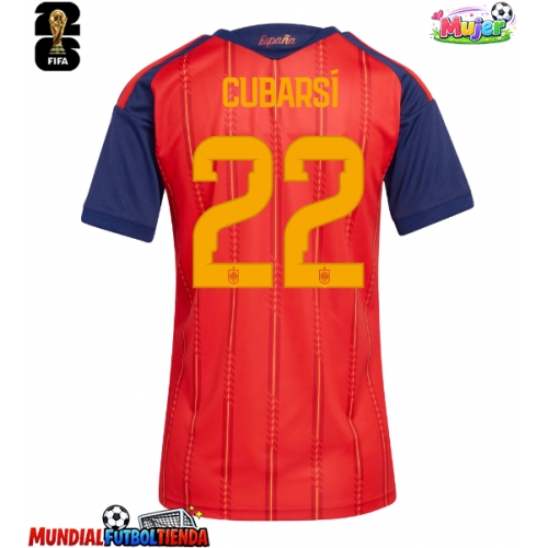 Camiseta España Pau Cubarsi #22 Primera Equipación Replica Mundial 2026 para mujer mangas cortas